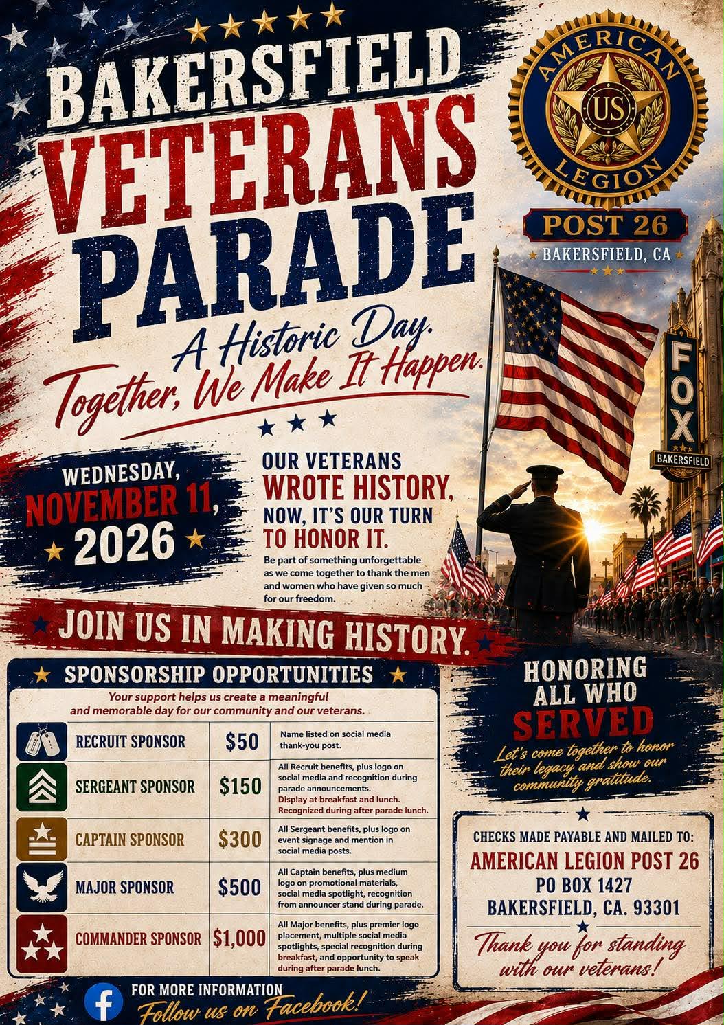 Bakersfield Veterans Parade flyer