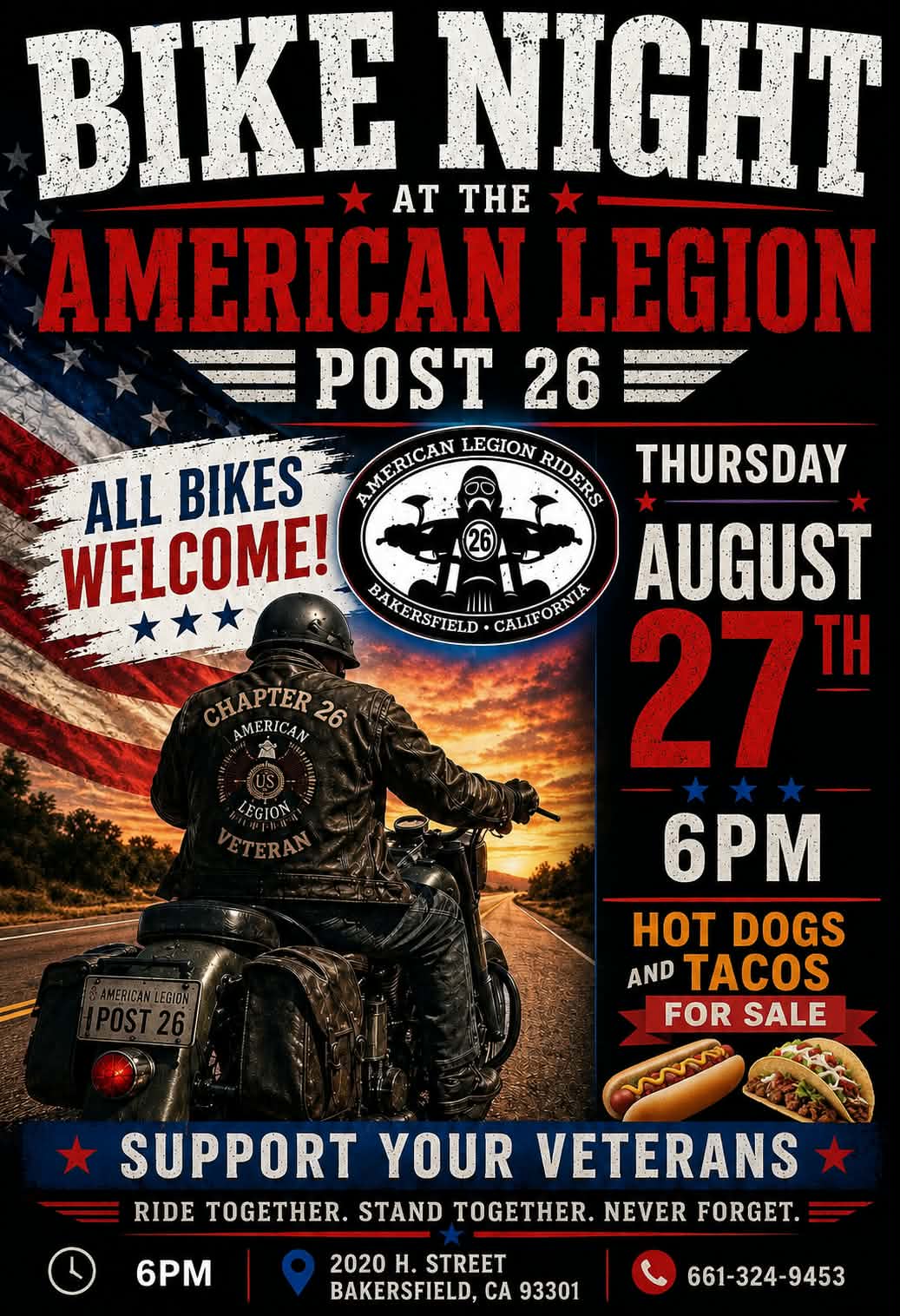 Bike Night flyer, all bikes welcome